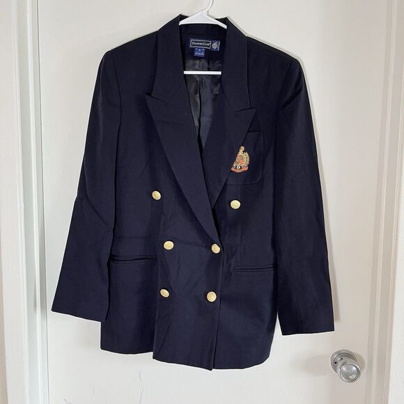 Charter Club Womens VTG Wool Double Breasted Blazer Navy Sz 8 School Retro USA - Picture 1 of 12